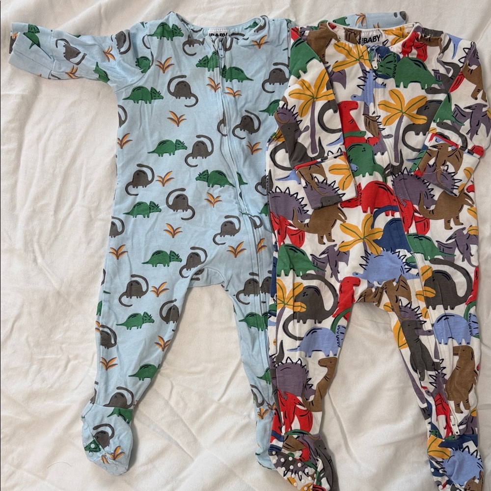 Kids Dinosaur Print Footies - Blue and Multicolor